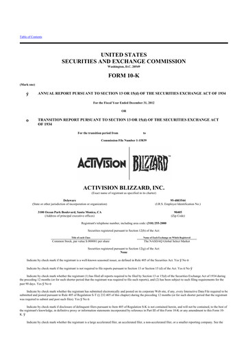 Thumbnail Activision Blizzard 10-K Annual Report 2012