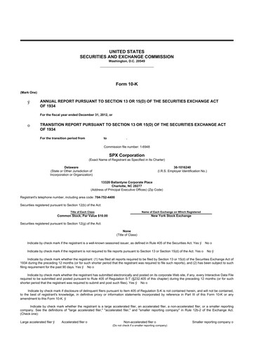 Thumbnail SPX Technologies 10-K Annual Report 2012