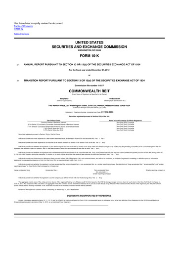 Thumbnail Equity Commonwealth 10-K Annual Report 2012