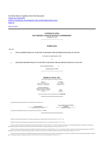 Thumbnail Innoviva 10-K Annual Report 2012