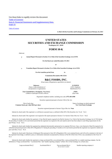 Thumbnail B&G Foods

 10-K Annual Report 2012