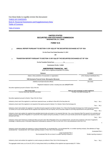 Thumbnail Ameriprise Financial
 10-K Annual Report 2012