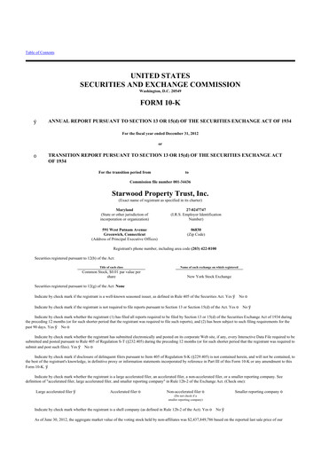 Thumbnail Starwood Property Trust 10-K Annual Report 2012