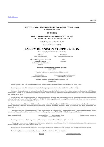 Miniature Avery Dennison
 10-K Rapport annuel 2012