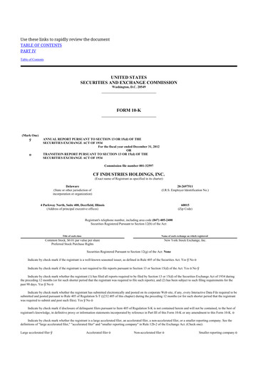 Thumbnail CF Industries
 10-K Annual Report 2012