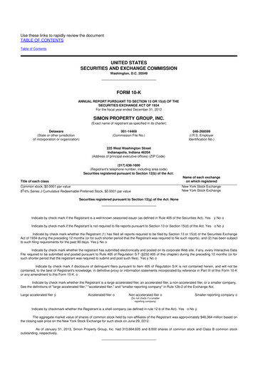 Vorschaubild Simon Property Group 10-K Jahresbericht 