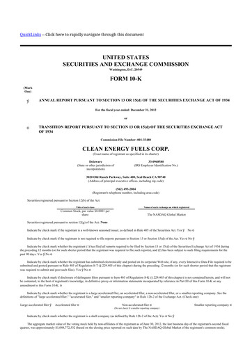 Thumbnail Clean Energy Fuels 10-K Annual Report 2012