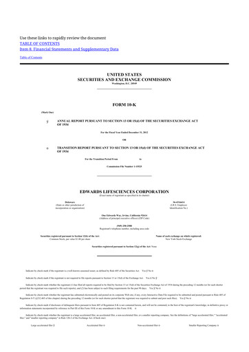Thumbnail Edwards Lifesciences 10-K Annual Report 2012