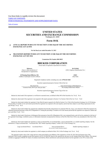 Thumbnail Bruker 10-K Annual Report 2012