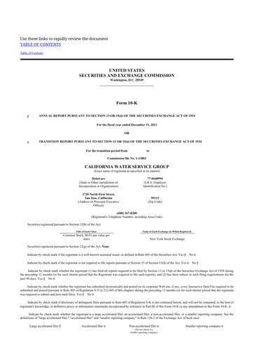 Thumbnail California Water Service Group 10-K Annual Report 2012