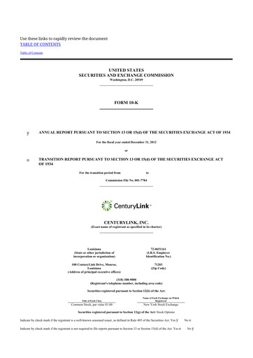 Thumbnail Lumen Technologies 10-K Annual Report 2012