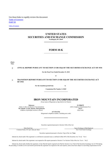 Thumbnail Iron Mountain 10-K Annual Report 2012