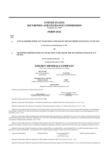 Thumbnail Golden Minerals
 10-K Annual Report 2012