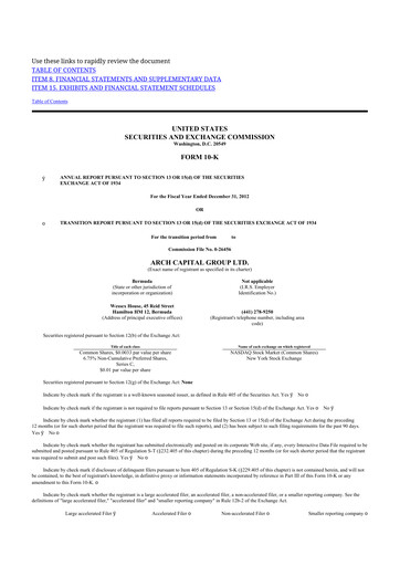 Thumbnail Arch Capital 10-K Annual Report 2012