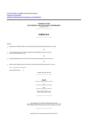 Thumbnail Sanofi 20-F Annual Report 