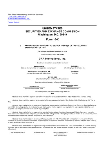 Thumbnail CRA International
 10-K Annual Report 