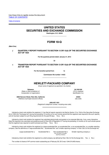 Thumbnail HP 10-Q Quarterly Report FY2013 
