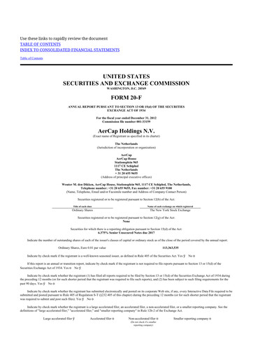 Thumbnail AerCap 20-F Annual Report 2012