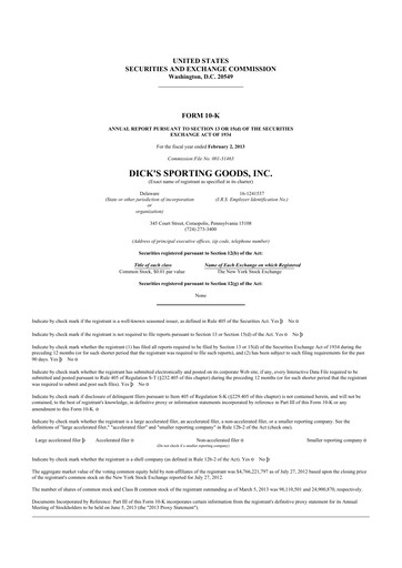 Thumbnail Dick's Sporting Goods
 10-K Annual Report 2012