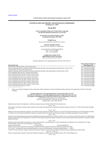 Thumbnail Vale 20-F Annual Report 2012