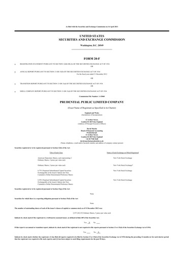 Thumbnail Prudential 20-F Annual Report 