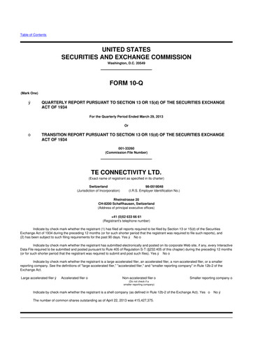 Thumbnail TE Connectivity
 10-Q Quarterly Report FY2013 