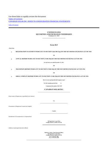Thumbnail Canadian Solar
 20-F Annual Report 2012