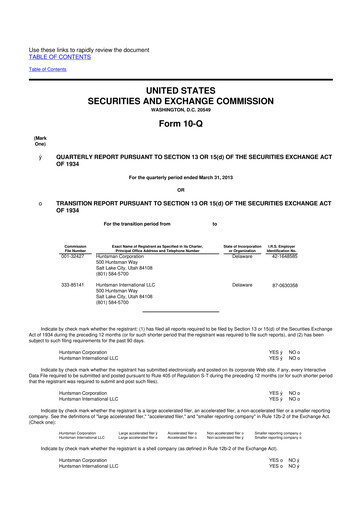 Thumbnail Huntsman Corporation
 10-Q Quarterly Report FY2013 