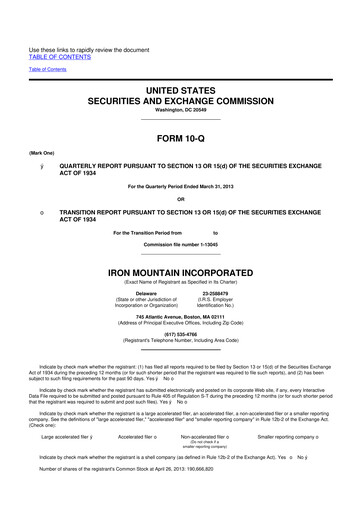 Thumbnail Iron Mountain 10-Q Quarterly Report FY2013 