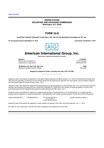 Thumbnail American International Group 10-Q Quarterly Report FY2013 