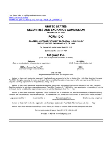 Thumbnail Citigroup 10-Q Quarterly Report FY2013 