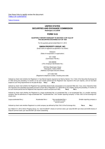 Thumbnail Simon Property Group 10-Q Quarterly Report FY 