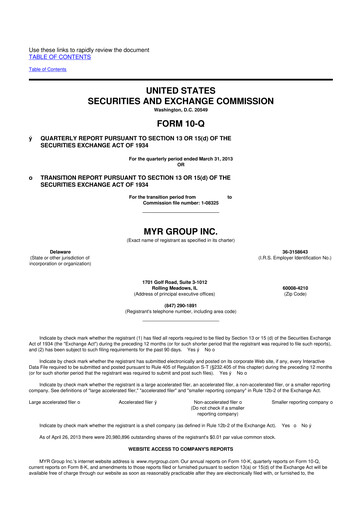Thumbnail MYR Group 10-Q Quarterly Report FY2013 