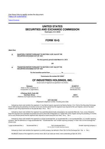 Thumbnail CF Industries
 10-Q Quarterly Report FY2013 