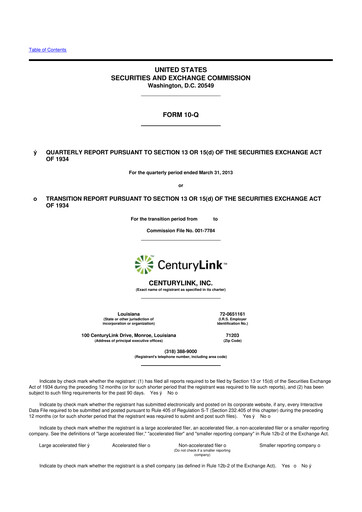 Vorschaubild Lumen Technologies 10-Q Quartalsbericht 2013 