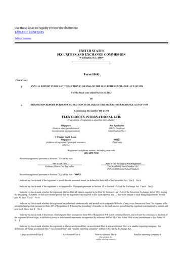 Thumbnail Flex 10-K Annual Report 2013