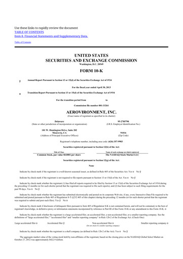 Thumbnail AeroVironment 10-K Annual Report 2013