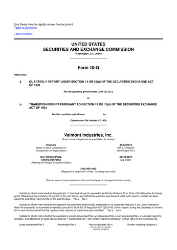 Thumbnail Valmont Industries
 10-Q Quarterly Report FY2013 