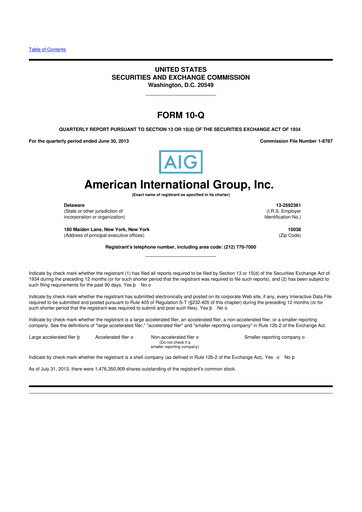 Thumbnail American International Group 10-Q Quarterly Report FY2013 