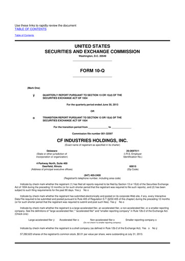 Thumbnail CF Industries
 10-Q Quarterly Report FY2013 