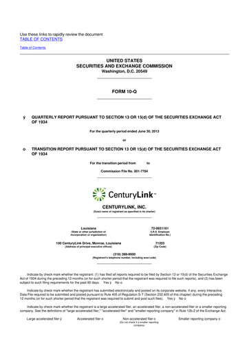 Vorschaubild Lumen Technologies 10-Q Quartalsbericht 2013 