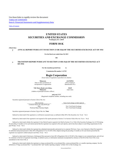 Thumbnail Regis Corporation
 10-K Annual Report 2013