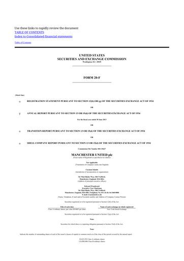 Thumbnail Manchester United
 20-F Annual Report 