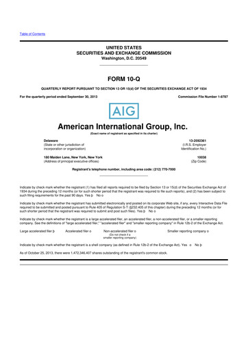 Thumbnail American International Group 10-Q Quarterly Report FY2013 