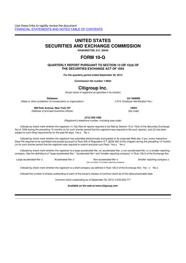 Thumbnail Citigroup 10-Q Quarterly Report FY2013 