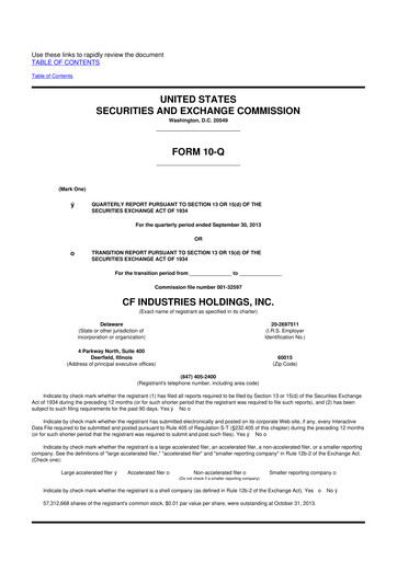 Thumbnail CF Industries
 10-Q Quarterly Report FY2013 