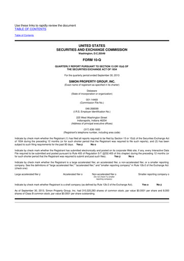Thumbnail Simon Property Group 10-Q Quarterly Report FY 