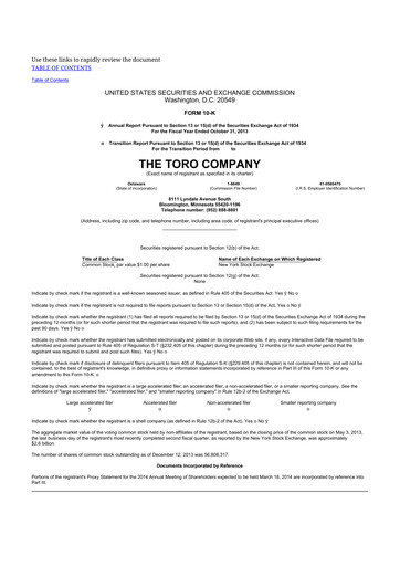 Thumbnail The Toro Company
 10-K Annual Report 2013