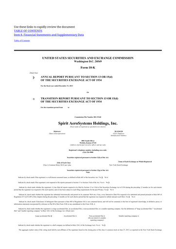 Thumbnail Spirit AeroSystems 10-K Annual Report 2013