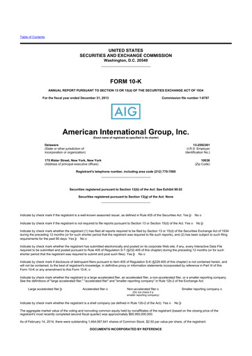 Thumbnail American International Group 10-K Annual Report 2013